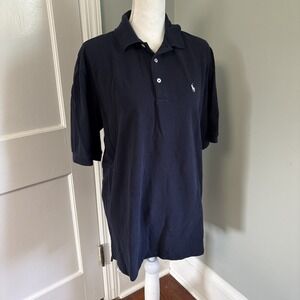 POLO GOLF RALPH LAUREN mens polo shirt navy blue 100% cotton size Large